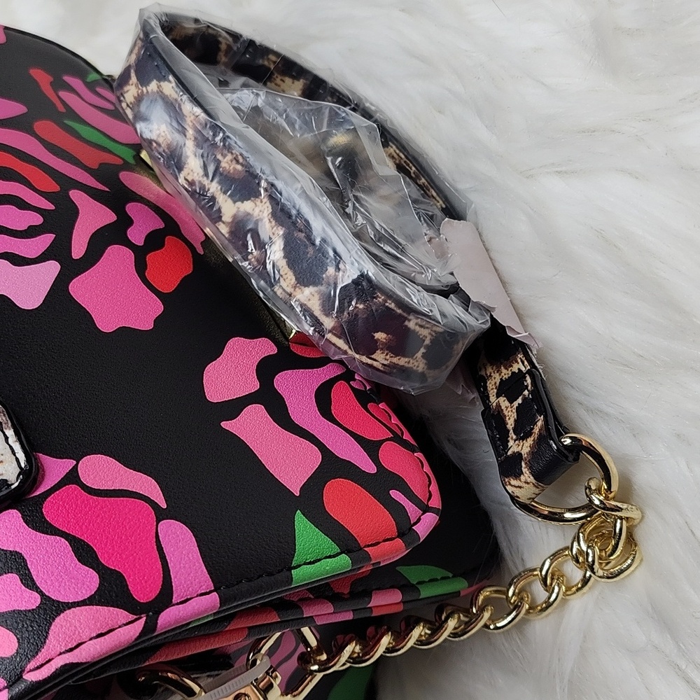 Betsey Johnson Top Handle Floral Leopard Crossbody Bag Purse - Picture 13 of 16